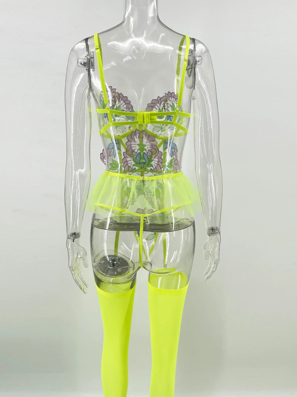 Fluorescent Green Corset Set