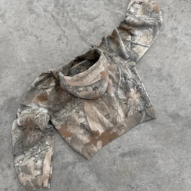 Y2K Retro Camouflage Pattern Sweatshirt Oversized Unisex