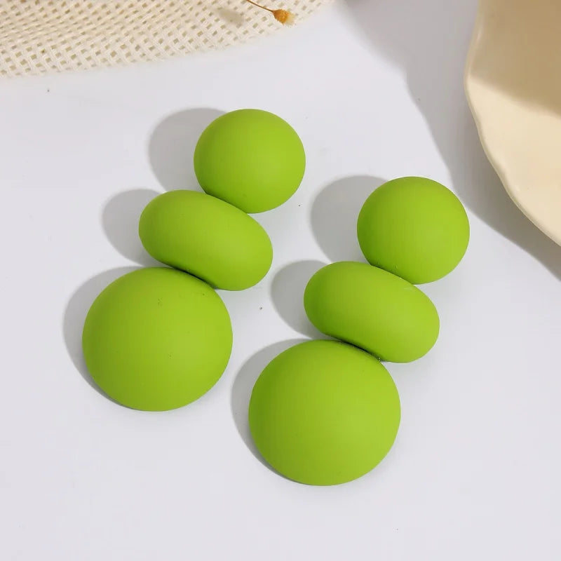 Round Steamed Bun Long Dangle Earrings