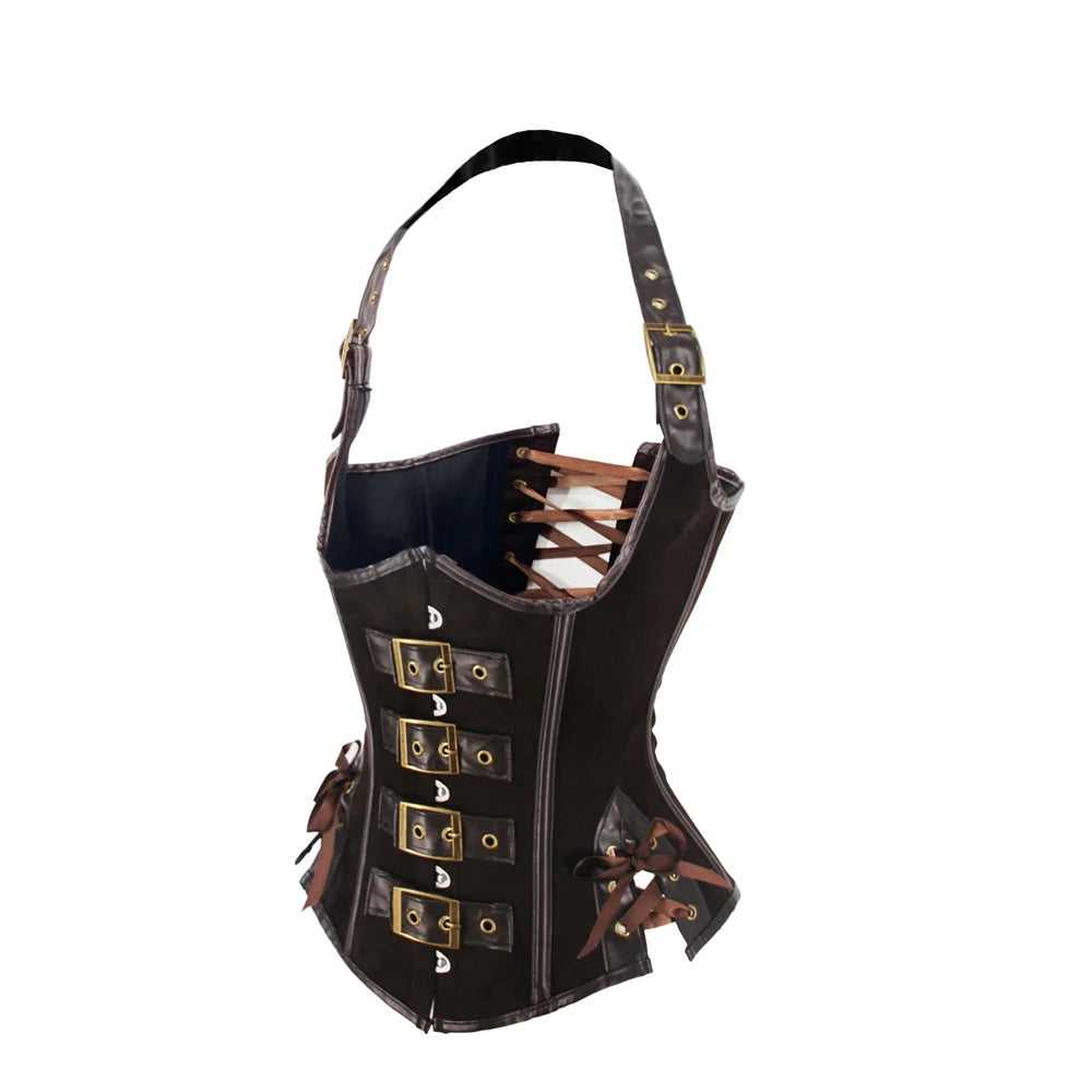 Brown Deer Skin Velvet Corset Top