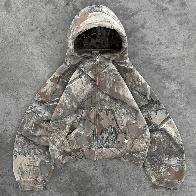 Y2K Retro Camouflage Pattern Sweatshirt Oversized Unisex