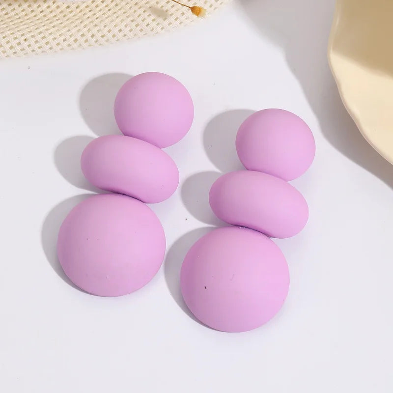 Round Steamed Bun Long Dangle Earrings