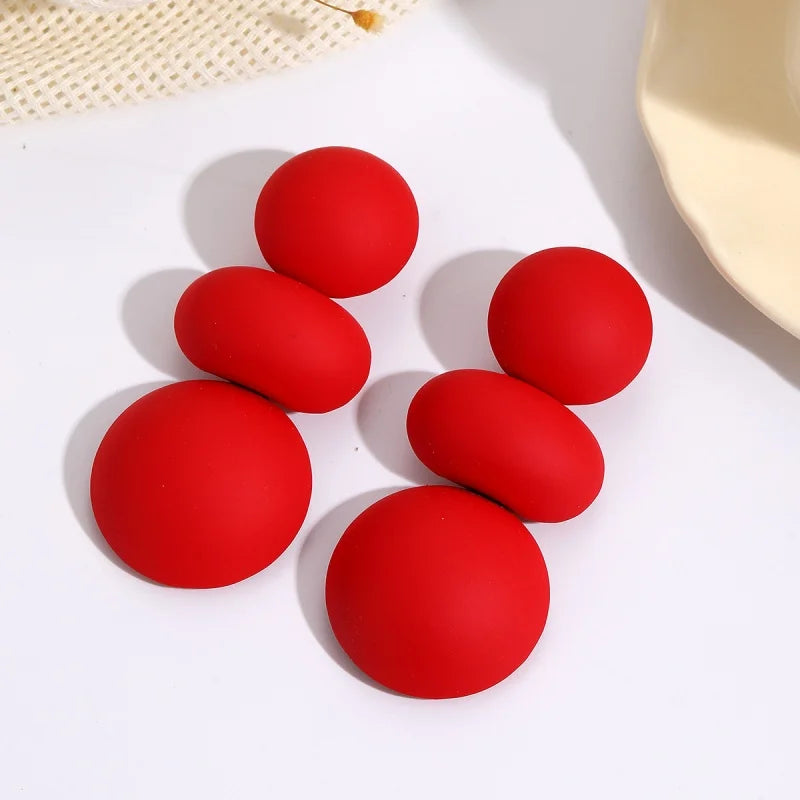 Round Steamed Bun Long Dangle Earrings