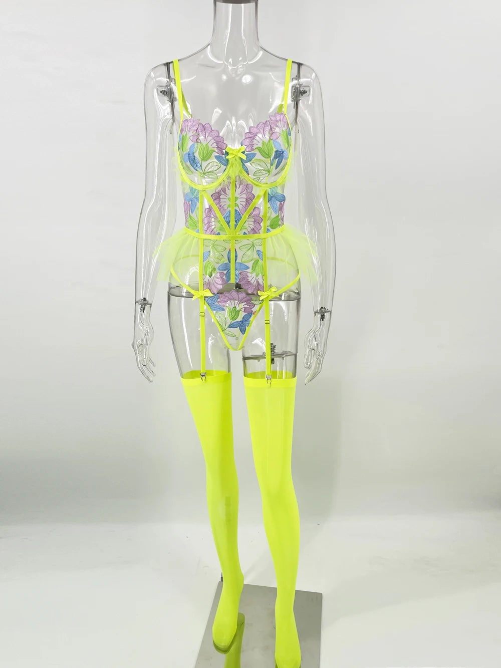 Fluorescent Green Corset Set