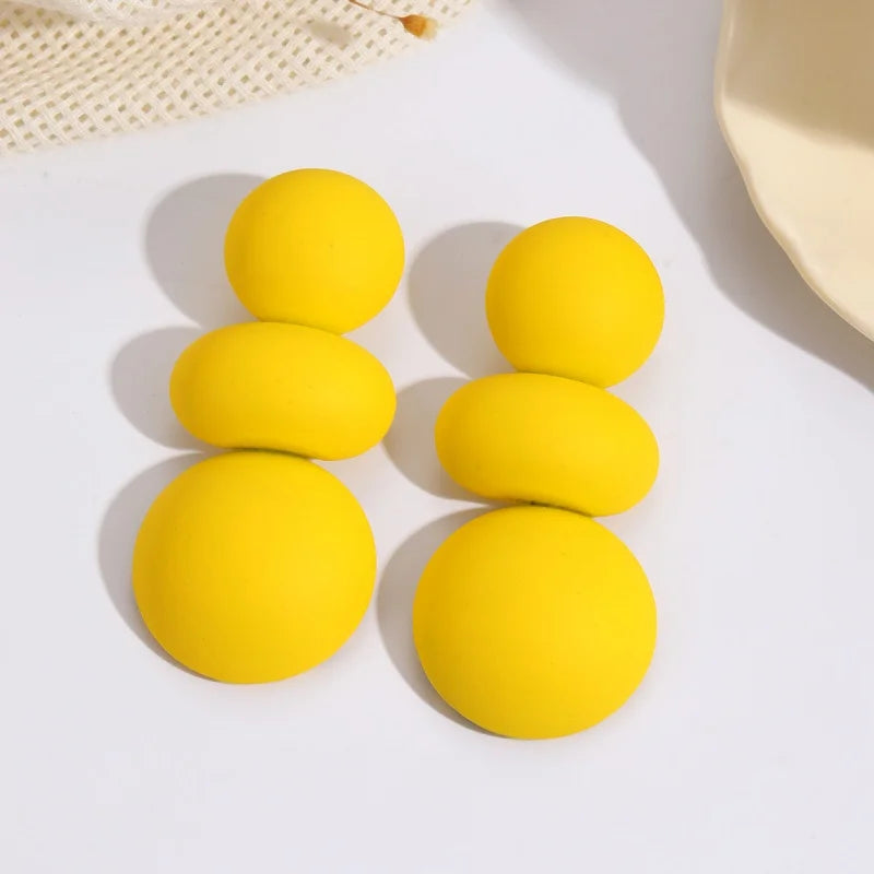 Round Steamed Bun Long Dangle Earrings